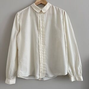 Vintage Foxcroft for Women Pleated Blouse Butter Cream Yellow 12